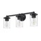 Z-Lite Thayer Vanity, 3-Light, 22.5 In.W x 5.75 In.L x 8.75 In.H, Matte Black/Clear 742-3V-MB - alternate 4